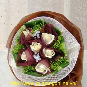 BÓ HOA HỒNG TRẮNG HT039