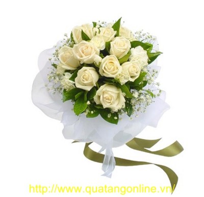 Bó hoa hồng trắng
