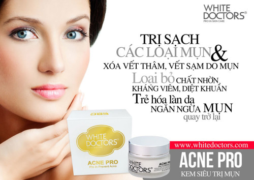 Kem trị mụn thâm mụn sẹo mụn chính hãng white doctors acne pro